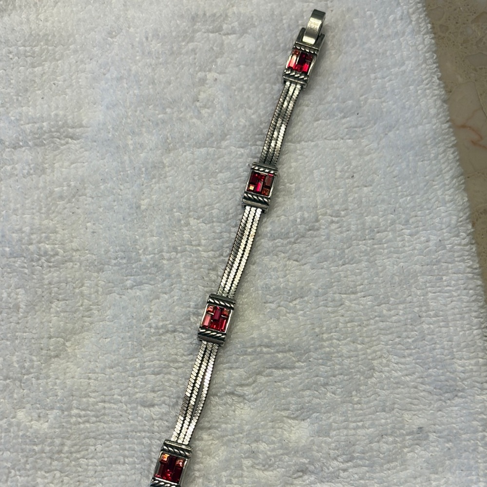 Brighton Silver and Red Tennis Bracelet with Elegant Design
